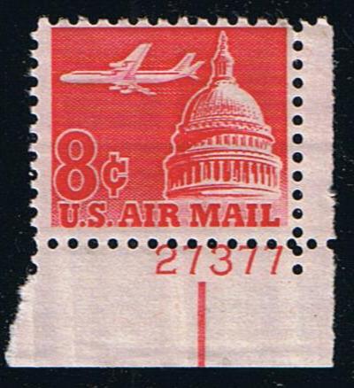 # C64 (1962) Airliner over Capitol - Plt sgl, LR #27377, MNH