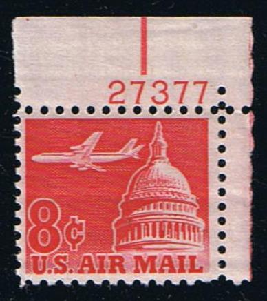# C64 (1962) Airliner over Capitol - Plt sgl, UR #27377, MNH