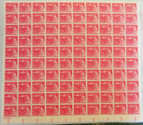 # C64a (1963) Airliner over Capitol, Tagged - Pane, LL #27366, MNH