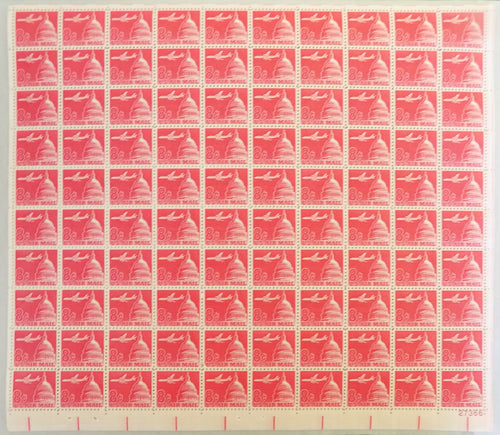 # C64a (1963) Airliner over Capitol, Tagged - Pane, LR #27366, MNH