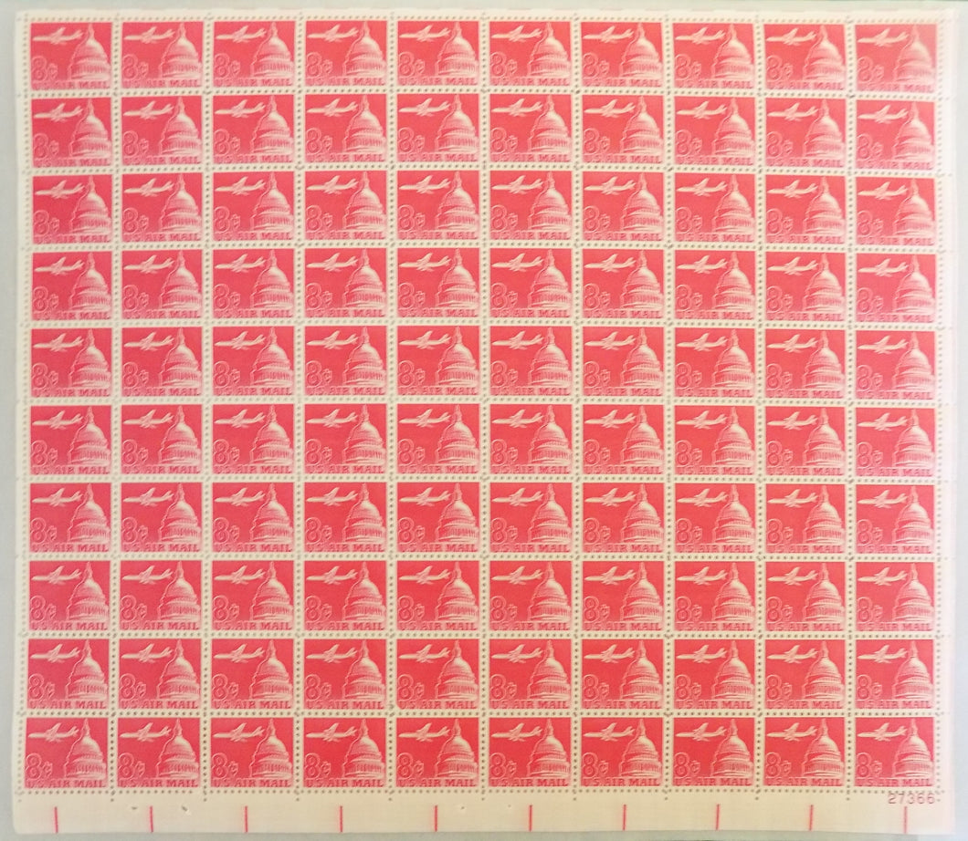 # C64a (1963) Airliner over Capitol, Tagged - Pane, LR #27366, MNH