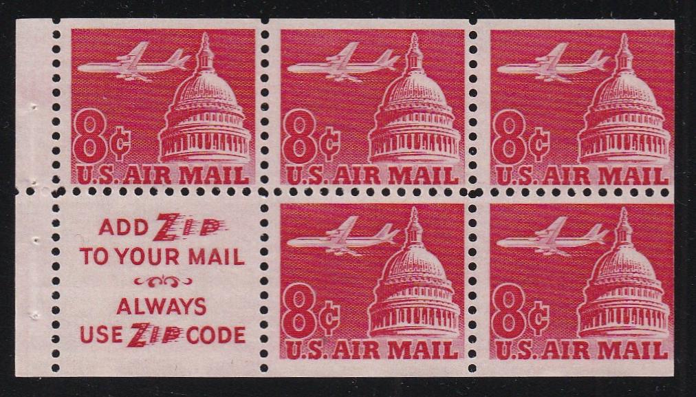 # C64b (1964) Airliner over Capitol, S3 - Bklt pane, MNH