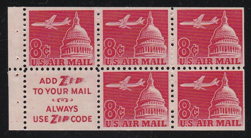 # C64c (1964) Airliner over Capitol Airmail, S3, tagged - Bklt pane, MNH [1]