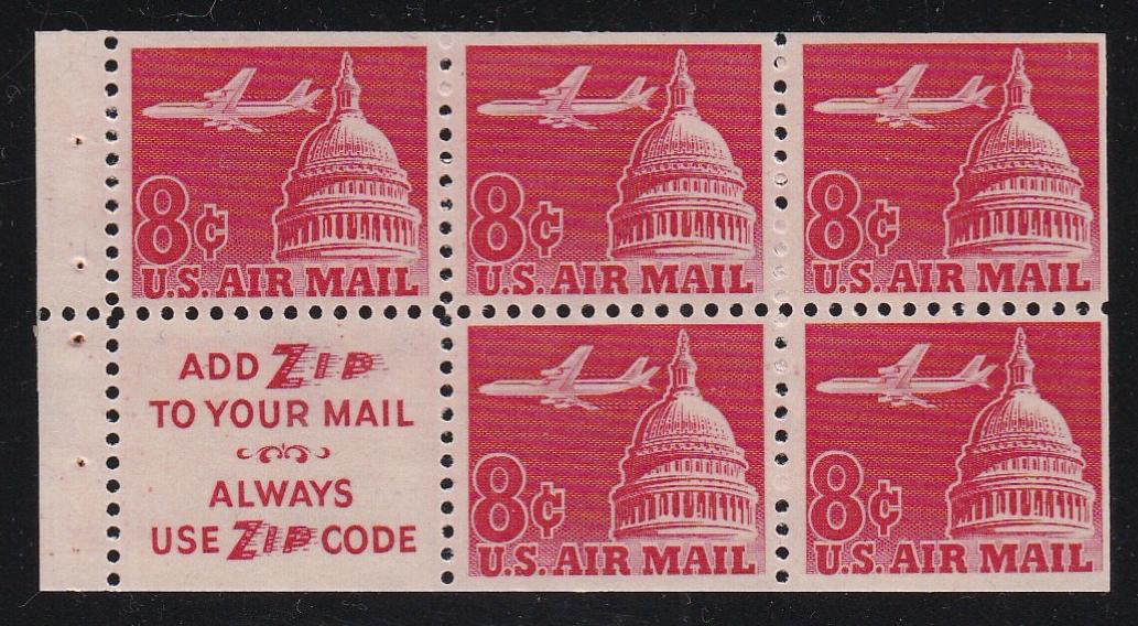 # C64c (1964) Airliner over Capitol Airmail, S3, tagged - Bklt pane, MNH [1]