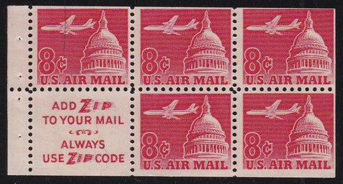 # C64c (1964) Airliner over Capitol Airmail, S3, tagged - Bklt pane, MNH [2]