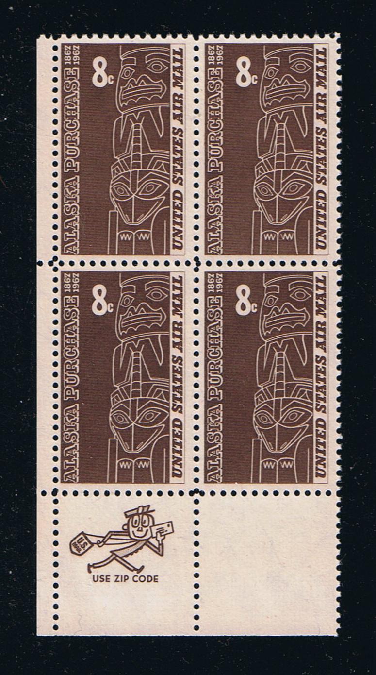 # C70 (1967) Alaska Purchase - Mr. Zip, BK/4, LL, MNH