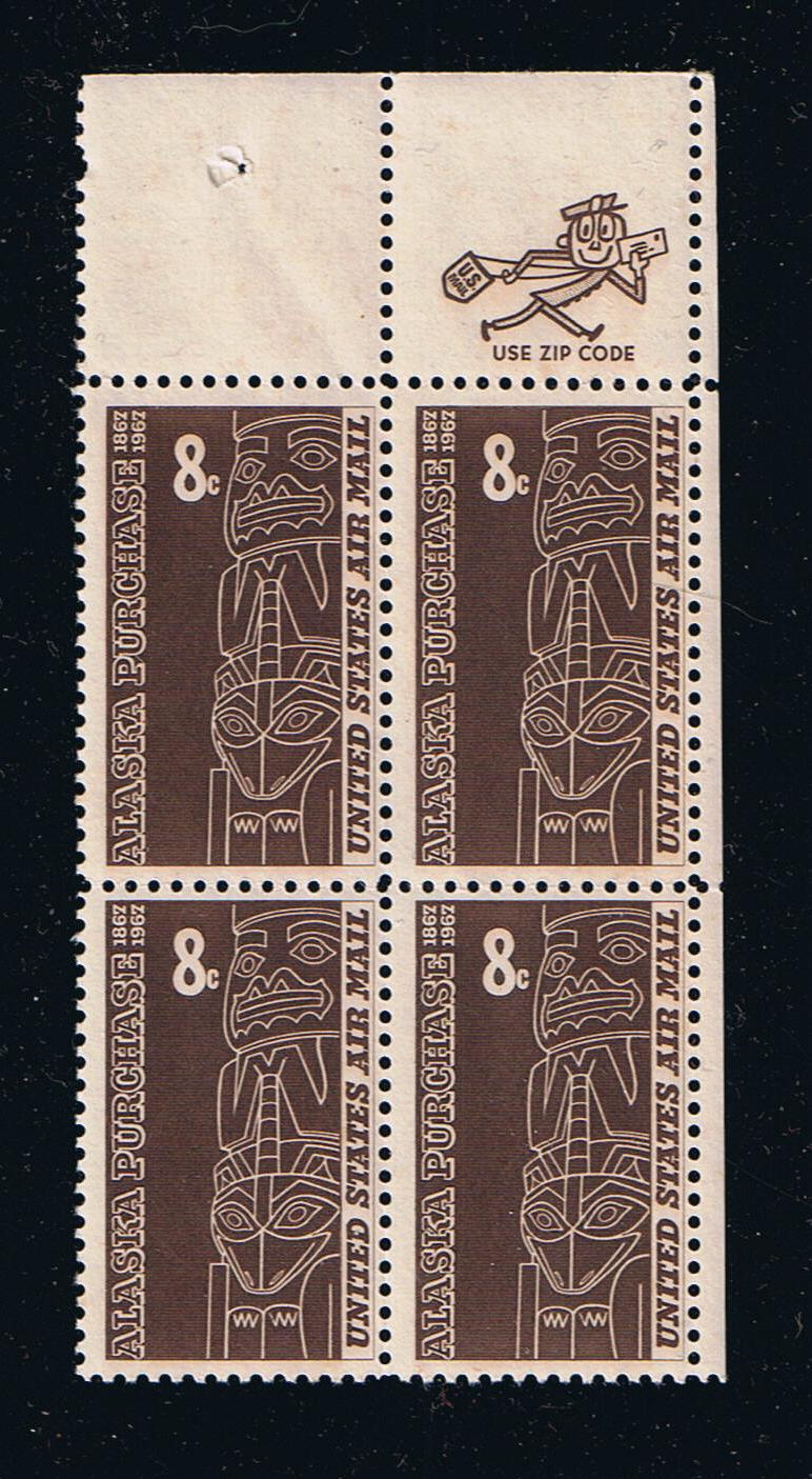 # C70 (1967) Alaska Purchase - Mr. Zip, BK/4, UR, MNH
