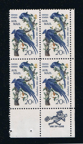 # C71 (1967) Audubon - Mr. Zip, BK/4, LR, MNH