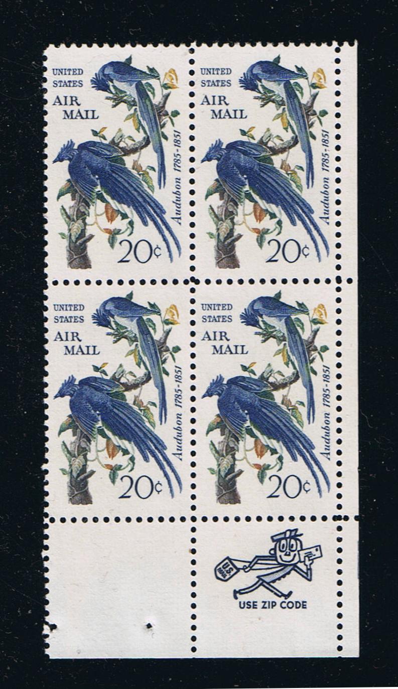 # C71 (1967) Audubon - Mr. Zip, BK/4, LR, MNH