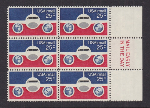 # C89 (1976) Plane/Globes - Mail Early, BK/6, R, MNH