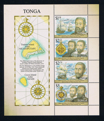 Tonga # 1295 (2016) 400th Anniversary of Dutch Explorers Souvenir Sheet