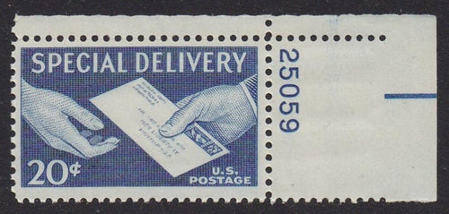 E20 (1954) Hand Delivery, Special Delivery - Plt sgl, UR #25059, MNH VF