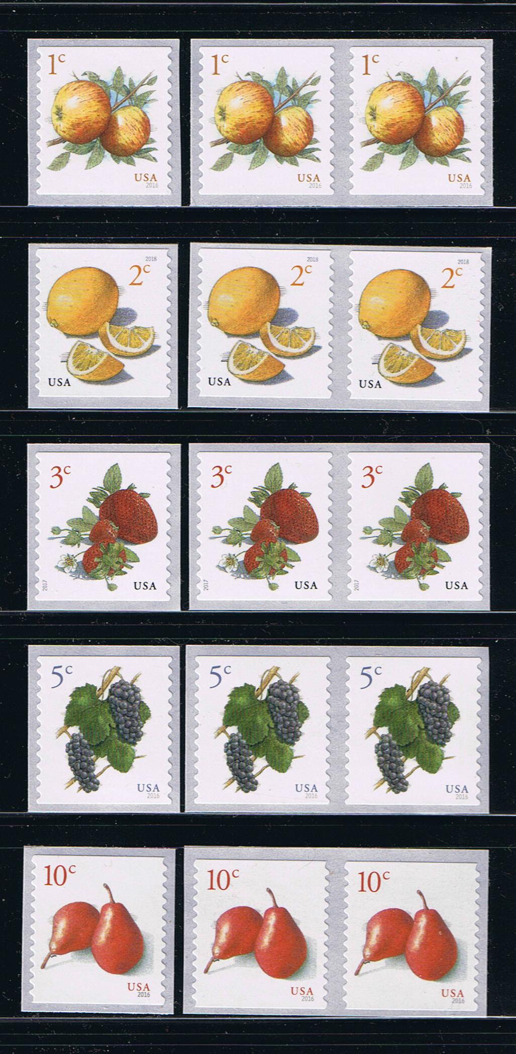 Fruits - Apple, Lemon, Strawberry, Grape, Pear Coil Sgl + Pair