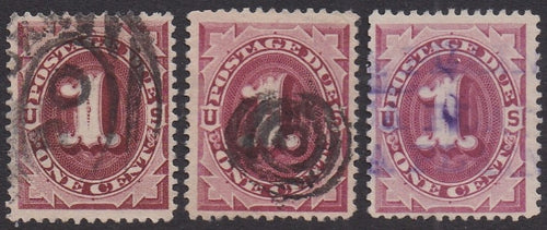 # J22 (1891) Postage Due, dark claret, claret, light claret - Used, FVF [1]