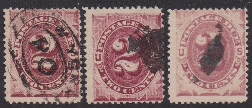 # J23 (1891) Postage Due, dark claret, claret, lt claret - Used, VG