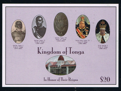 Tonga # 1189 (2012) Kings and Queen Souvenir Sheet