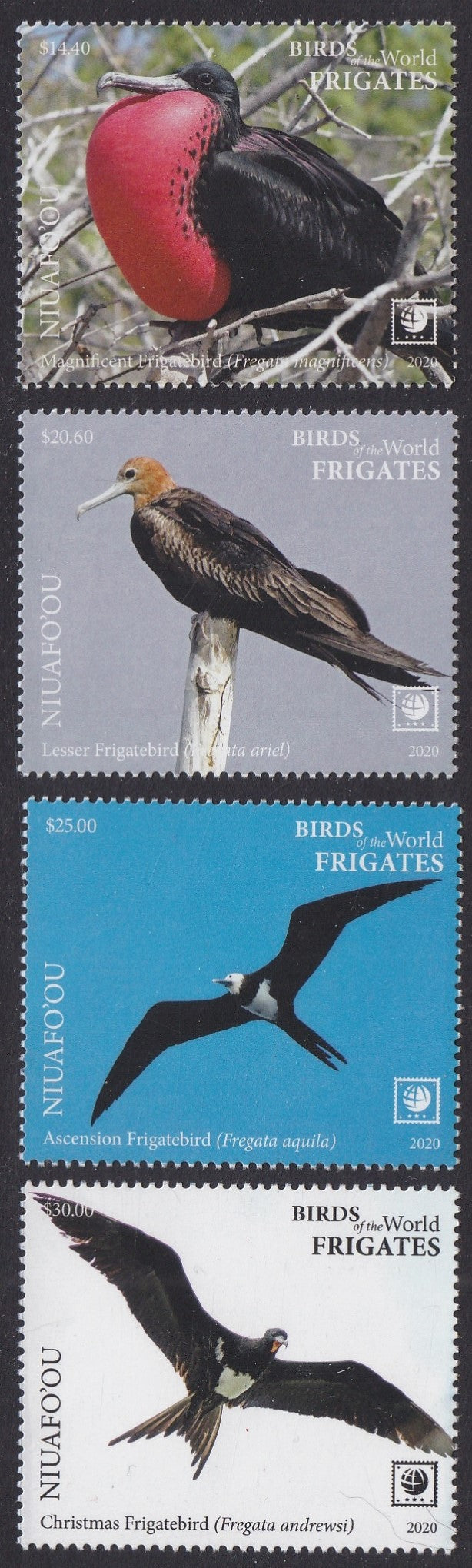 Niuafo'ou (2020) Birds of the World, Frigates, Large Stamp - Sgls, Set/4