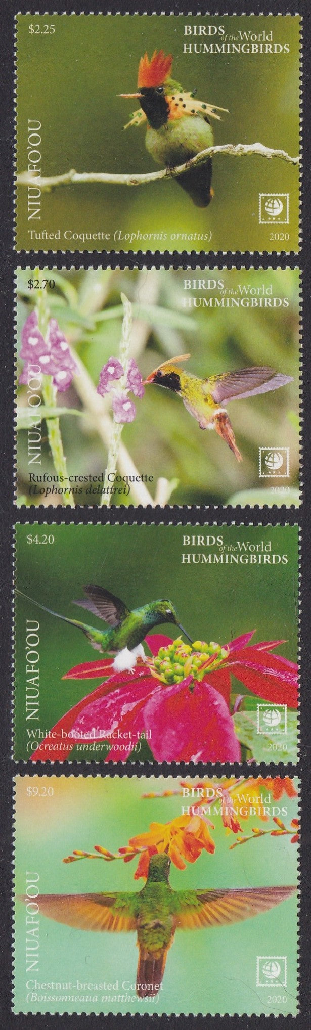 Niuafo'ou (2020) Birds of the World, Hummingbirds, Large Stamp - Sgls, Set/4