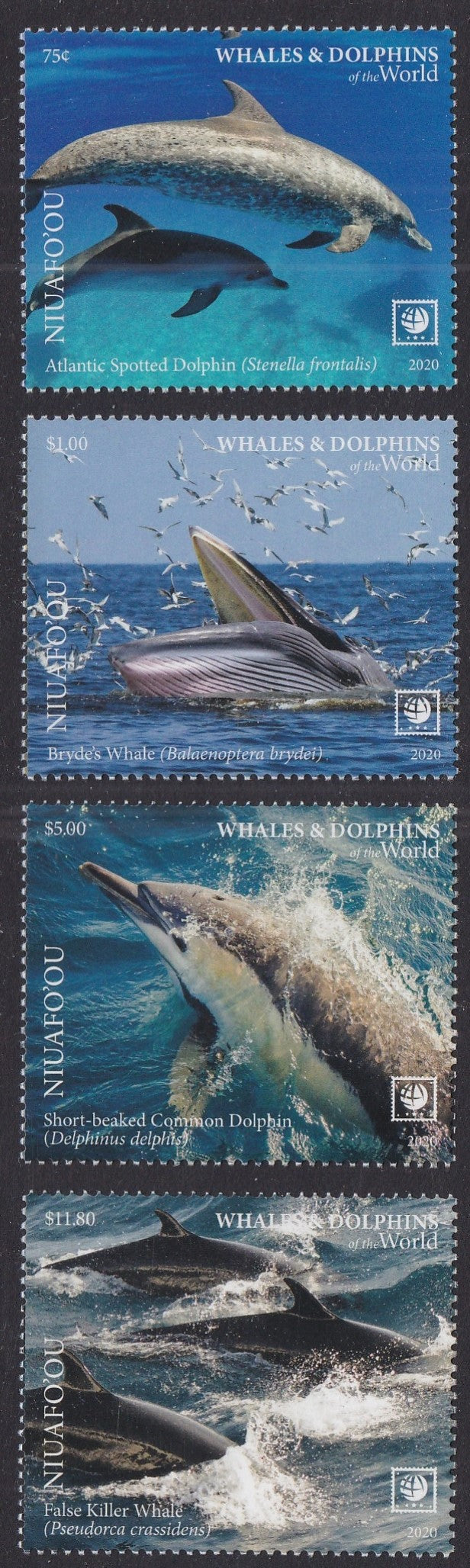 Niuafo'ou (2020) Whales & Dolphins of the World, Part I, Large Stamp - Sgls, Set/4