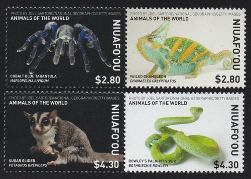 Niuafo'ou (2019) #376 Animals of the World - Tarantula, Chameleon, Glider, Viper