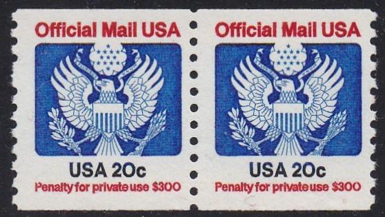 # O135 (1983) Eagle, Official Mail - Coil pr, MNH