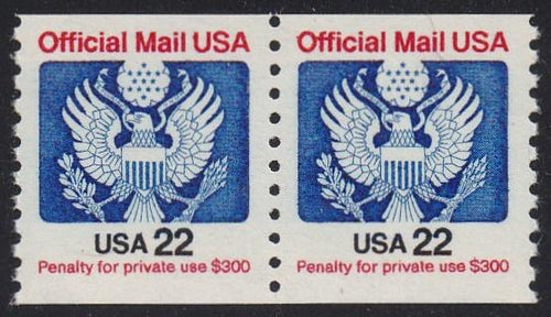 # O136 (1985) Eagle, Official Mail, LGG - Coil pair, MNH