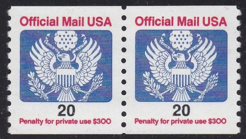 # O138B (1988) Eagle, Official Mail - Coil pr, MNH
