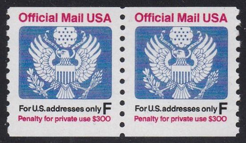 # O144 (1991) Eagle, Official Mail - Coil pr, MNH