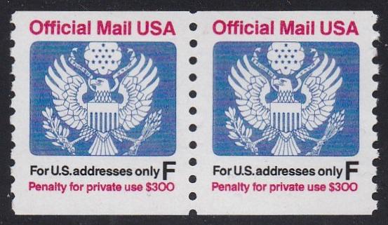 # O144 (1991) Eagle, Official Mail - Coil pr, MNH