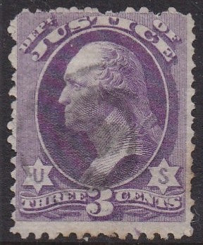 O27 (1873)  Official Mail, Justice - Sgl, Used, VG