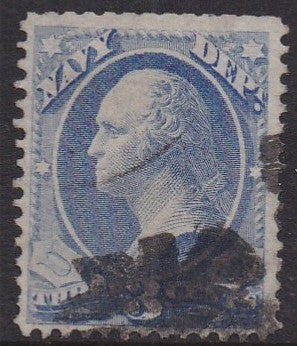 O37a (1873)  Official Mail, Navy, dull blue - Sgl, Used, FVF