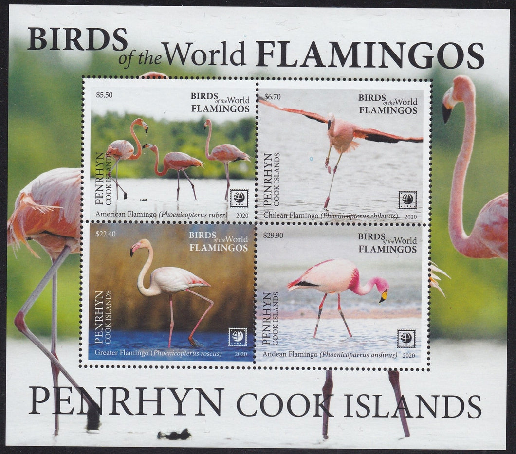 Penrhyn (2020) Birds of the World, Flamingos - S/S