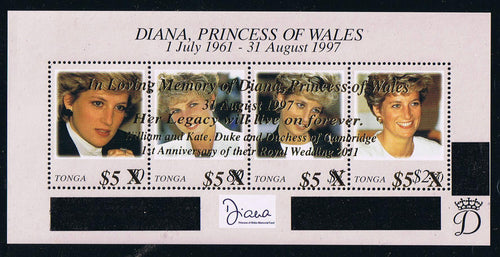 Tonga # 1192 (2012) Diana, Princess of Wales – Souvenir Sheet