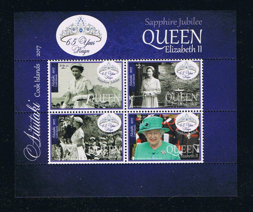 2017 Aitutaki #657 QE II Sapphire Jubilee Souvenir Sheet