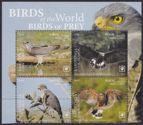 Rarotonga (2019) Birds of Prey, Large Stamp - BK/4, Top