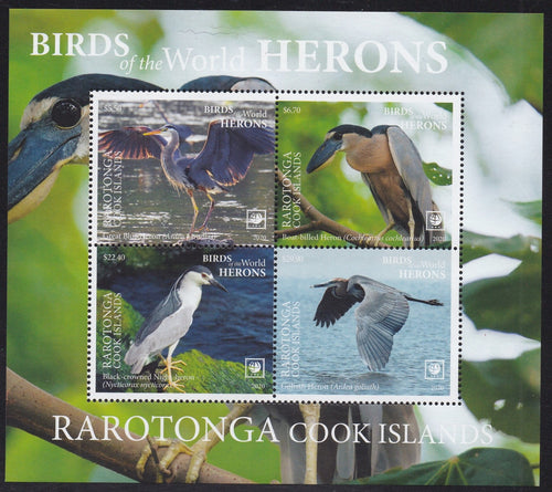 Rarotonga (2020) Birds of the World, Herons - S/S