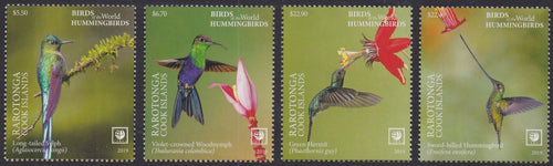 Rarotonga (2019) Birds of the World, Hummingbirds, Large Stamp - Sgls, Set/4