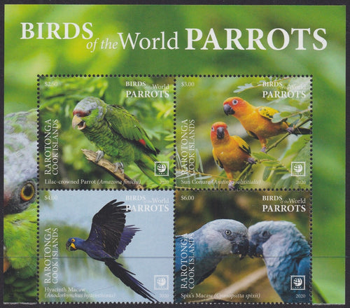 Rarotonga (2020) Birds of the World, Parrots, Large Stamp - BK/4, Top