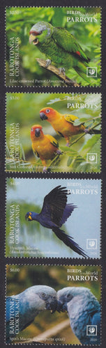 Rarotonga (2020) Birds of the World, Parrots, Large Stamp - Sgls, Set/4