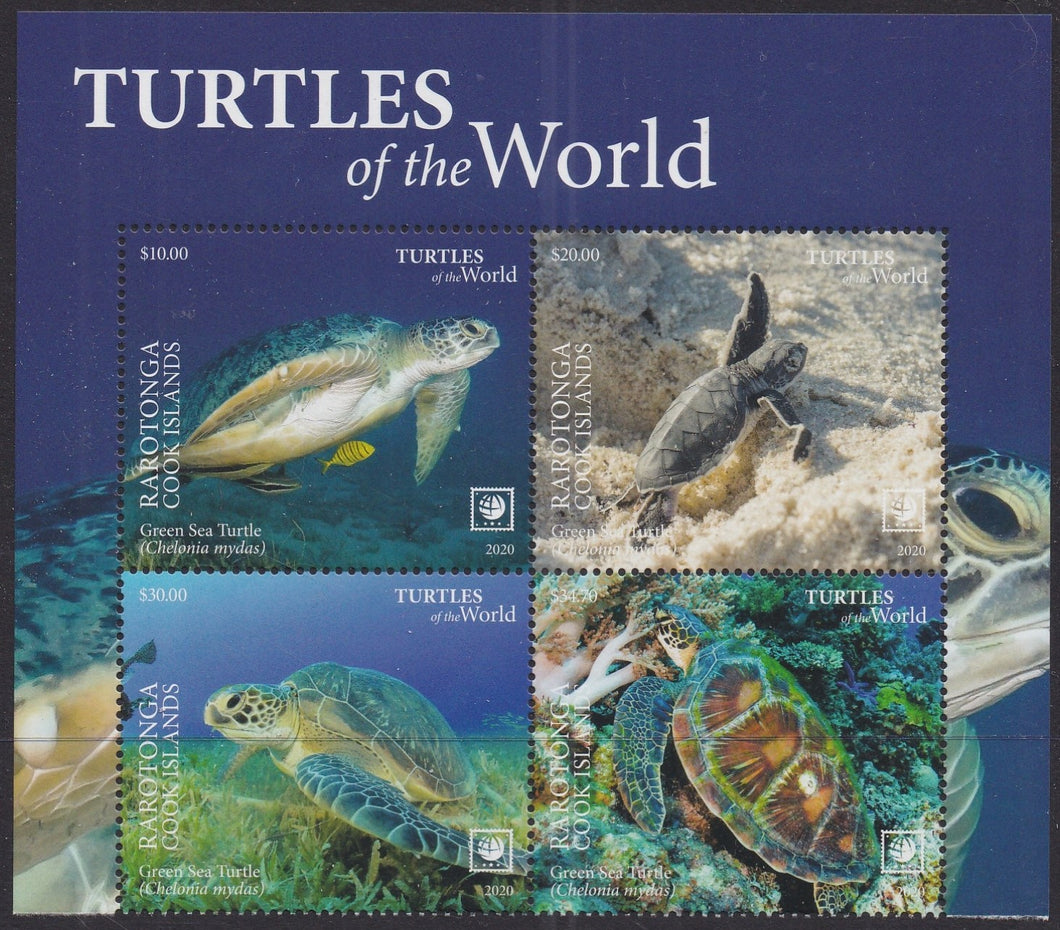 Rarotonga (2020) Turtles of the World, Part II, Large Stamp - BK/4, Top