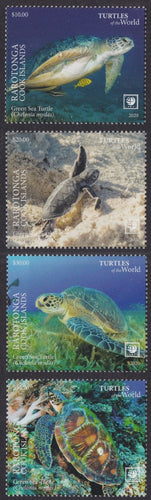 Rarotonga (2020) Turtles of the World, Part II, Large Stamp - Sgls, Set/4