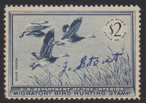 # RW22 (1955) Blue Geese - Sgl, Signed
