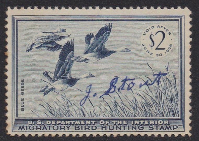 # RW22 (1955) Blue Geese - Sgl, Signed