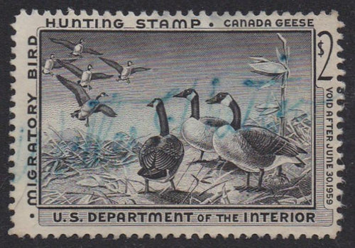 # RW25 (1958) Canada Geese - Sgl, Signed