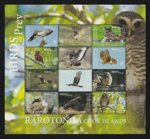 Rarotonga (2018) Birds of Prey Miniature Sheet