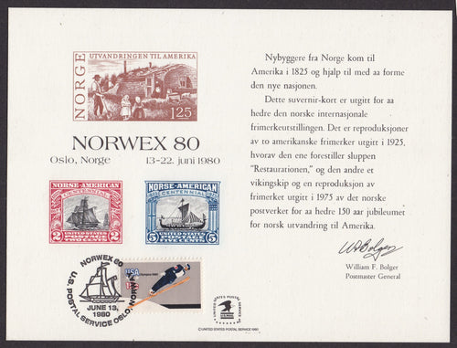 # SC66 (1980) NORWEX 80 - Mint Card, USPS Show Cancel