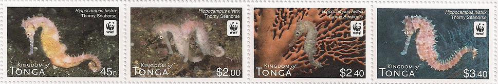 Tonga # 1176a (2012) WWF Seahorses Strip of Four