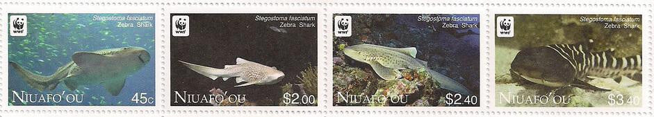 # 271-74 (2012) WWF Zebra Shark Strip of Four