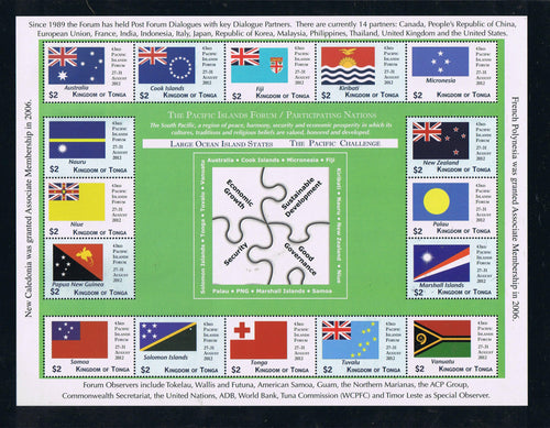 Tonga # 1191 (2012) FLAGS --- South Pacific Conference Sheetlet I