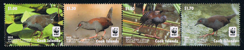 Cook Islands #1524 WWF Spotless Crake Bird Stamp Strip